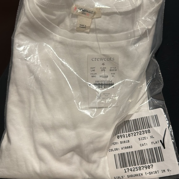 NWT Crewcuts Girls Shrunken T- Shirt in Vintage Jersey. White Size XL (12-14) - Picture 5 of 5